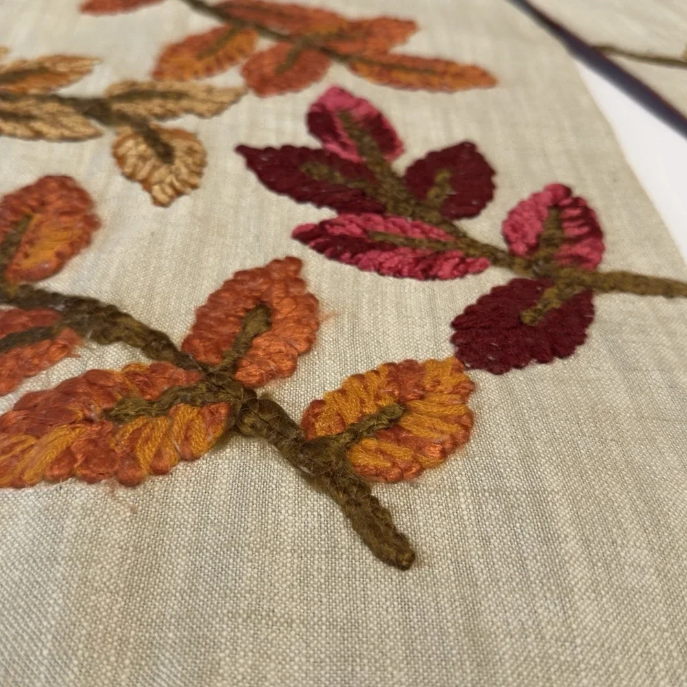 Kirkland's Home Crewel Embroidery Fall Leaf Table Runner 80